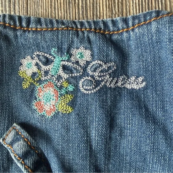 Guess Baby Embroidered Denim Dress Floral 0-3 Months Cottagecore - Picture 4 of 7